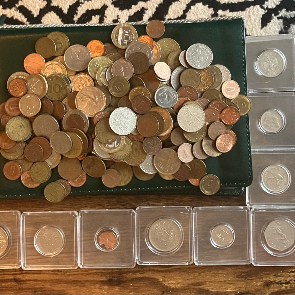 Vintage and old coins and currency around the world